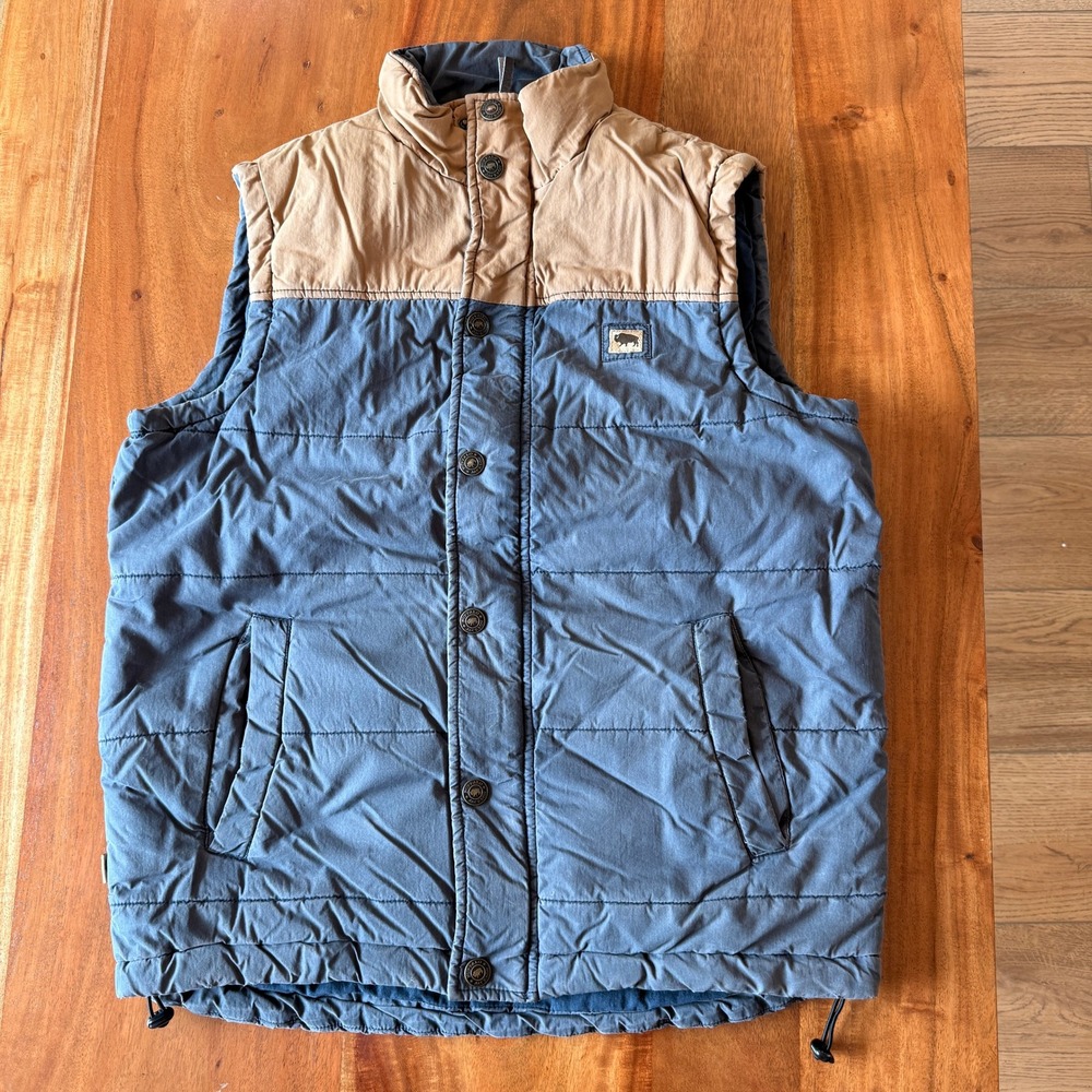 Buffalo Jackson Men's Blue/Tan Puffer Vest Size S